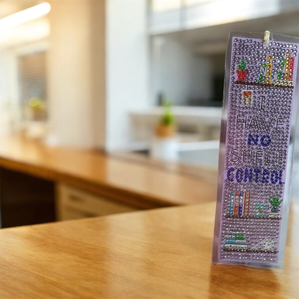 Sparkly Book Lover Bookmark I Have No Shelf Control Handmade Diamond Art sealed